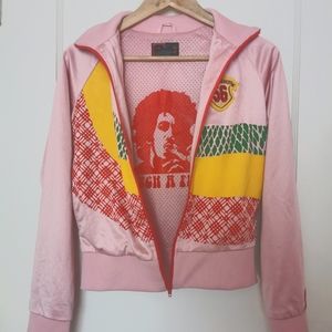 Catch A Fire Bob Marley vintage pink rasta track jacket women's L
